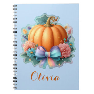 Cute Pumpkin with Flowers Personalized T-Shirt Notebook