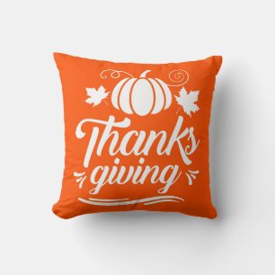 Cute Pumpkin with Text Thanksgiving Typography Cushion