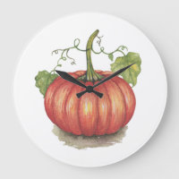 Cute Pumpkin With Vines In Watercolor