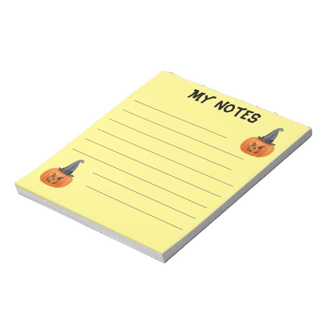Cute pumpkin with witch hat  notepad (Rotated)