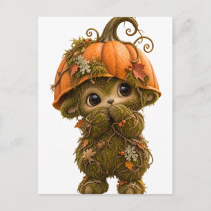 Cute Pumpkin Woodland Creature Postcard