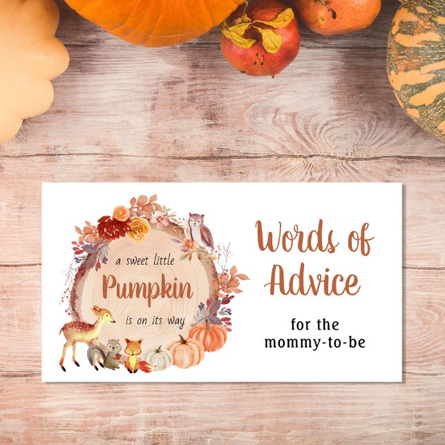 Cute Pumpkin Woodland Word Of Advice Baby Shower Enclosure Card (Creator Uploaded)