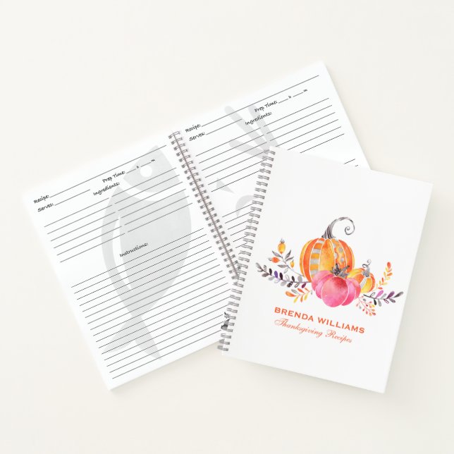 Cute pumpking and autumn foliage bouquet notebook (Inside)