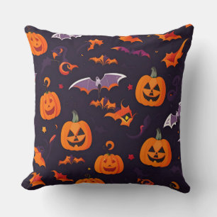 Cute Pumpkins And Bats Cushion