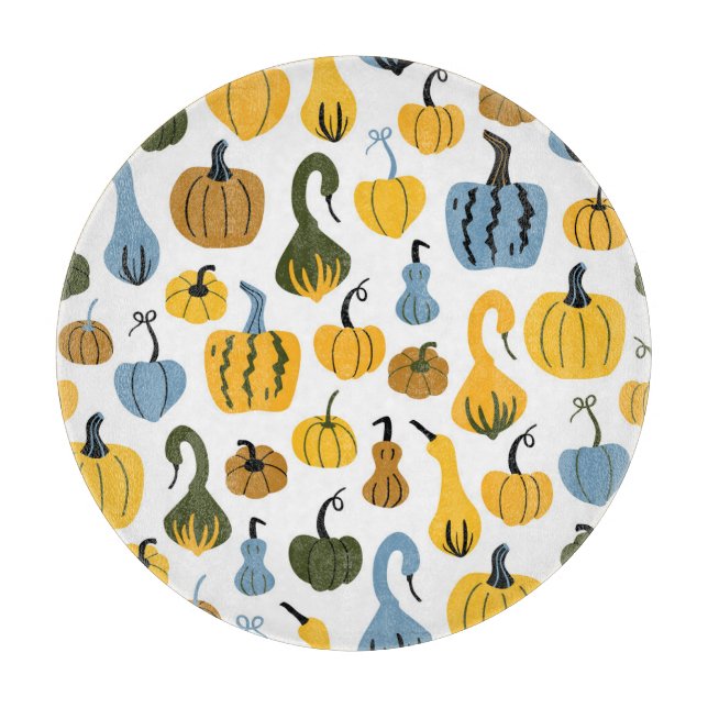 Cute Pumpkins Cartoon Hand Drawn Cutting Board (Front)