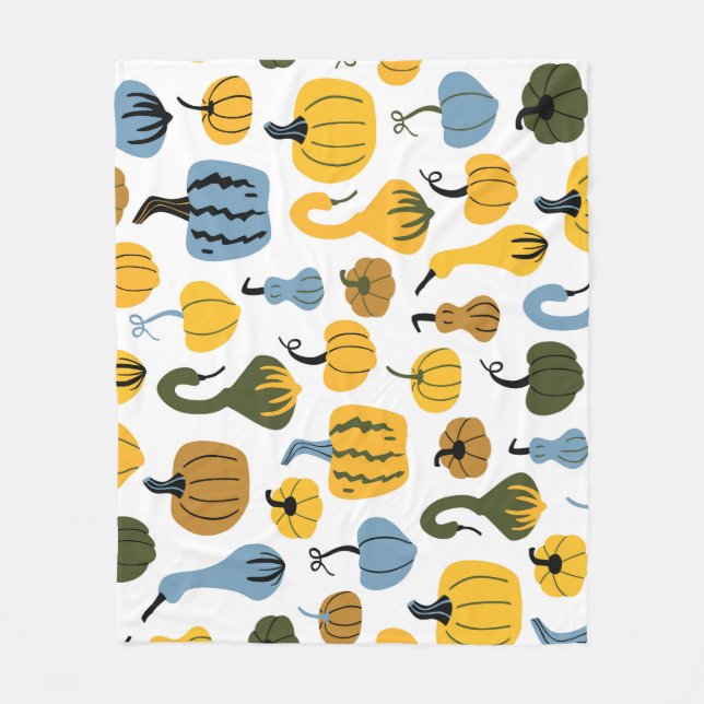 Cute Pumpkins Cartoon Hand Drawn Fleece Blanket (Front)