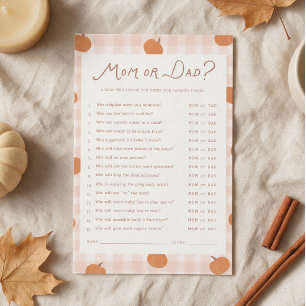 Cute Pumpkins Mum or Dad Baby Shower Game 5.5x8.5