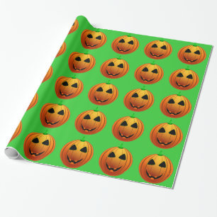 Cute Pumpkins on Halloween Pattern Wrapping Paper
