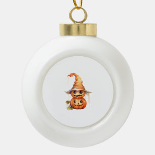 Cute Pumpkins Sticker Ceramic Ball Christmas Ornament