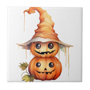 Cute Pumpkins Sticker Ceramic Tile