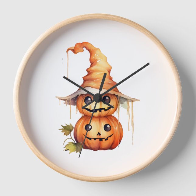 Cute Pumpkins Sticker Clock (Front)