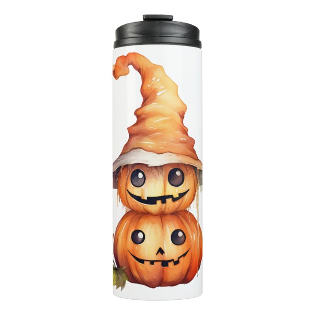 Cute Pumpkins Sticker Thermal Tumbler (Front)