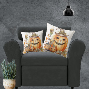 Cute Pumpkins with Bows, Candles and Lashes Cushion