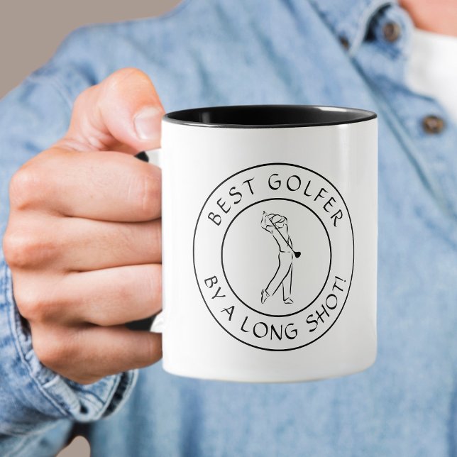 Cute Pun Best Golfer Long Shot For Him Black White Mug (Cute Pun Best Golfer Long Shot For Him Black White Mug)