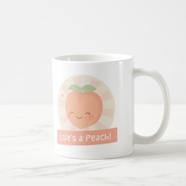Cute Pun Life is a Peach Food Humour Mug (Right)