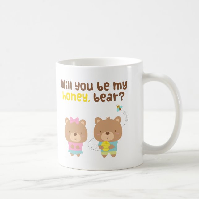 Cute Pun Love Confession Be My Honey Bear Coffee Mug (Right)