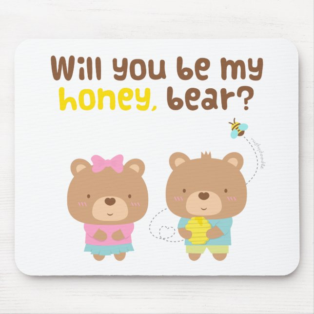 Cute Pun Love Confession Be My Honey Bear Mouse Pad (Front)