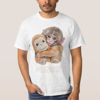Cute punch Baby Monkey Hugging Plush Toy Punch T-Shirt