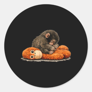 Cute Punch Baby Monkey Punch Trend Meme Graphic Classic Round Sticker