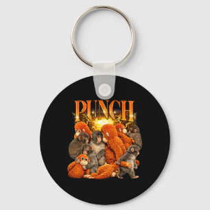 Cute Punch The Monkey Cuddling Stuffed Animal Key Ring
