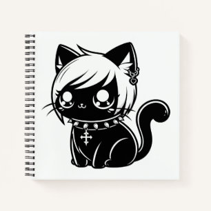 Cute Punk Cat Manga Kitten Kawaii Notebook