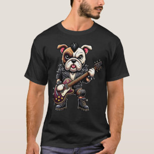 Cute Punk French Bulldog Rock'n Roll Goth, Guitar T-Shirt