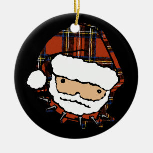 Cute Punk Plaid Santa Ceramic Tree Decoration