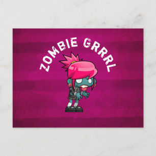 Cute Punk Rock Zombie Grrrl Postcard