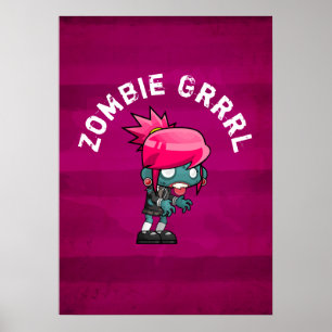 Cute Punk Rock Zombie Grrrl Poster