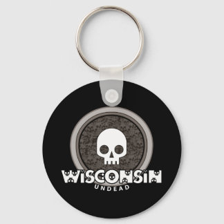 Cute Punk Skull Wisconsin Keychain Dark