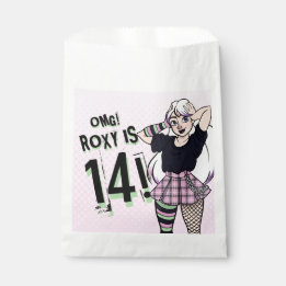 Cute Punk Teen Girl Name Pink 14th Birthday Favour Bag