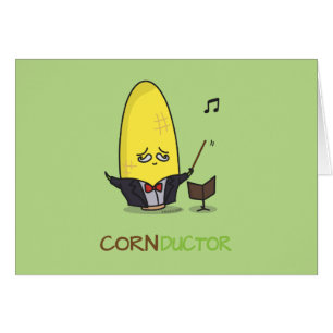 Cute Punny Cartoon Corn Conductor