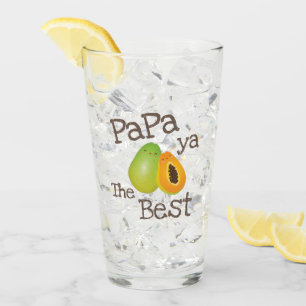 Cute Punny Papaya The Best Funny Fruit Pun For Dad Glass
