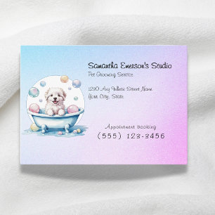 Cute pup dog grooming gradiant color professional business card