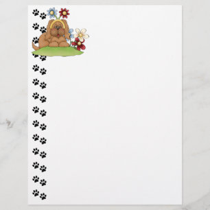 Cute Pup Flowers Letterhead