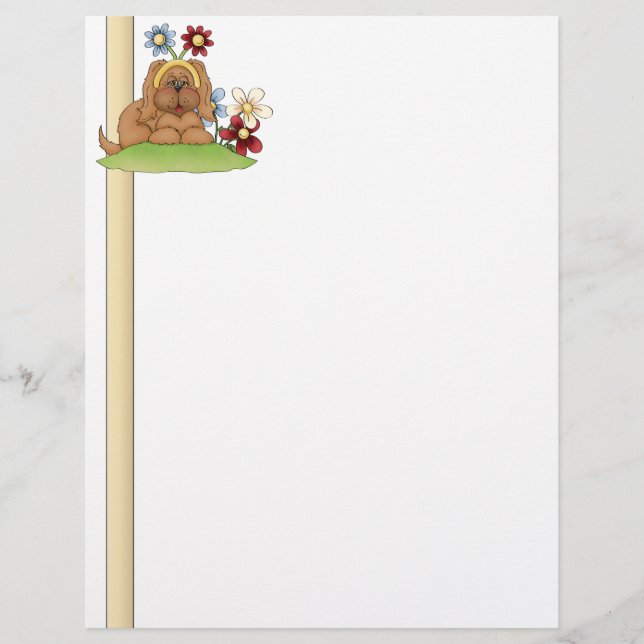 Cute Pup Flowers Letterhead (Front)