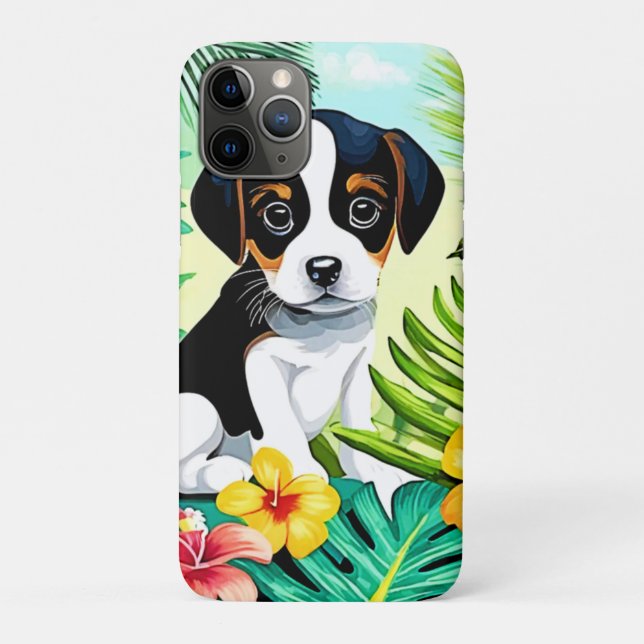 Cute Pup in Paradise Case-Mate iPhone Case (Back)