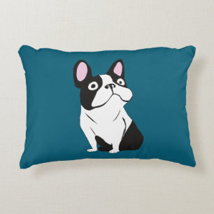 Cute Pup, medium dark blue Decorative Cushion