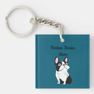 Cute Pup, medium dark blue Key Ring