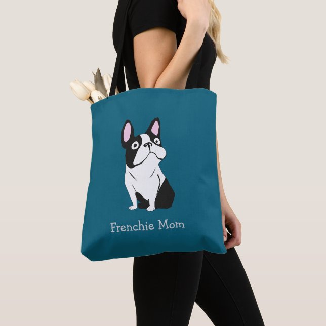 Cute Pup, medium dark blue Tote Bag (Close Up)