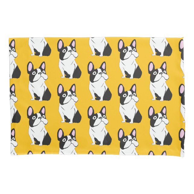 Cute Pup, yellow Pillowcase (Front)