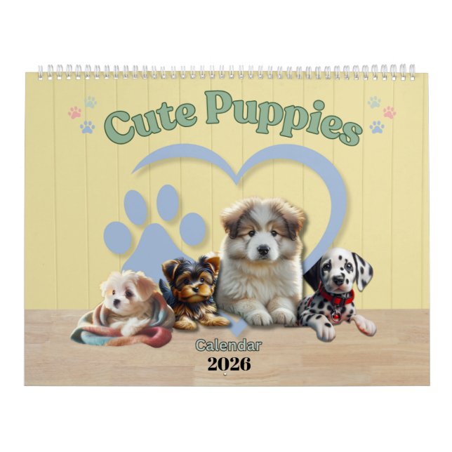 Cute Puppies 2026 Calendar (Cover)