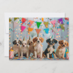 Cute Puppies Birthday Party Celebration Design Card