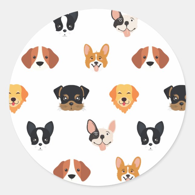 Cute Puppies Dog Birthday   Classic Round Sticker (Front)