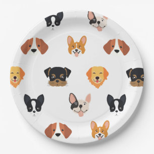Cute Puppies Dog Birthday  Paper Plate