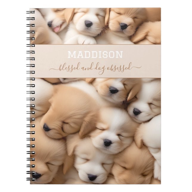Cute Puppies Dog Lover Name Notebook (Front)