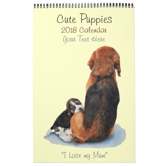 cute puppies dog portrait art paintings 2019 calendar (Cover)