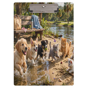 Cute Puppies & Kittens Riverside Adventure Clipboa Clipboard