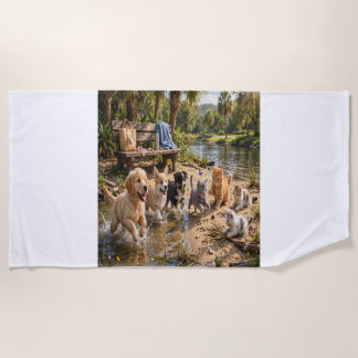 Cute Puppies & Kittens Riverside Beach Towel