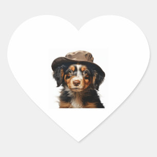 Cute Puppies. Nursery ClipArt S1 Heart Sticker